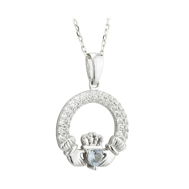 Ladies heavy bold necklaces -December Birthstone Claddagh Necklace