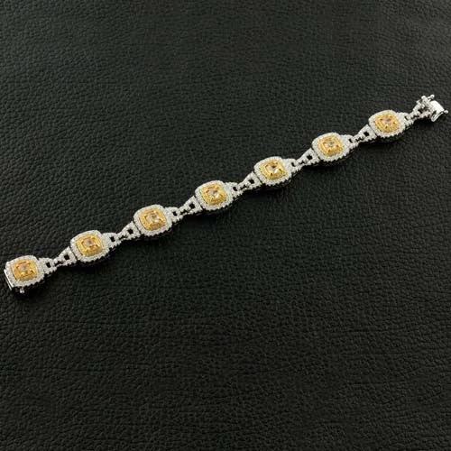 Ladies night flair bracelets -Cushion cut Yellow Diamond Bracelet