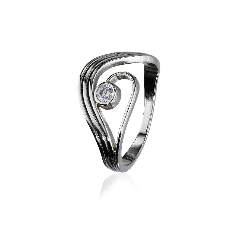 matte silver rings for women -Tide Ring CR186