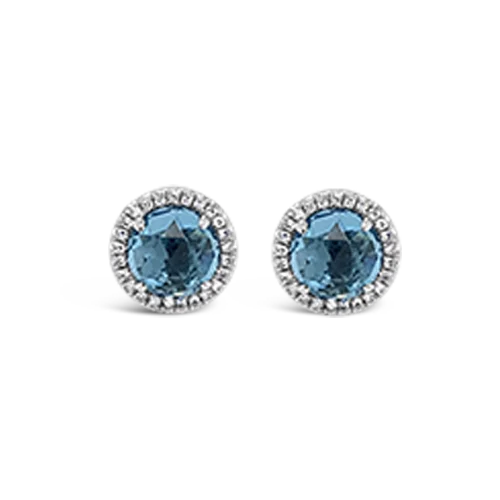 simple silver earrings for women -Blue Topaz & Diamond Earrings