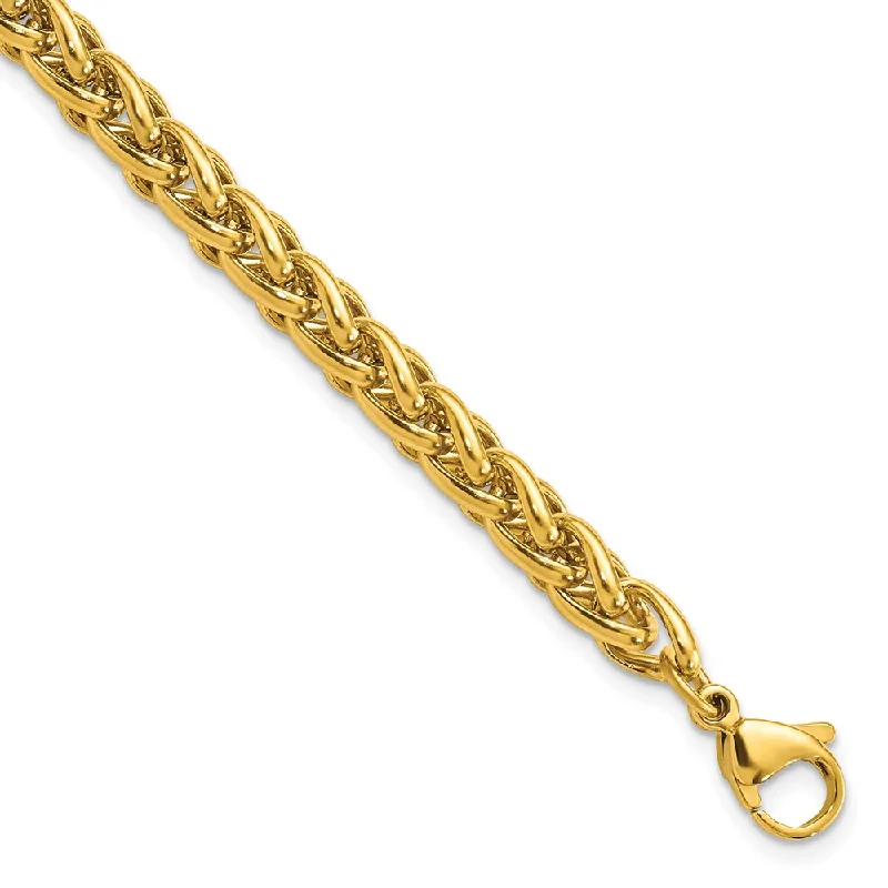 Ladies faith cross bracelets -Stainless Steel Polished Yellow IP 8.5in Spiga 6mm Chain Bracelet