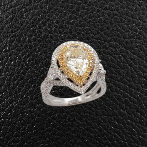 carved design rings for women -Yellow & White Diamond Ring