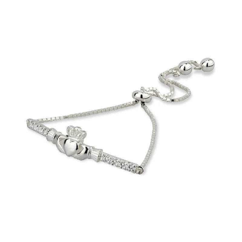 Ladies joyful shine bracelets -Sterling Silver CZ Claddagh Bracelet