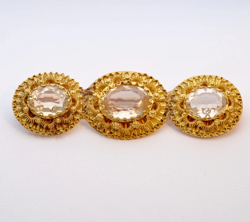 minimalist black brooch for women -14K Victorian Citrine Brooch