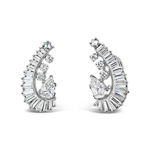 ladies white gold earrings swirls -Diamond Earrings