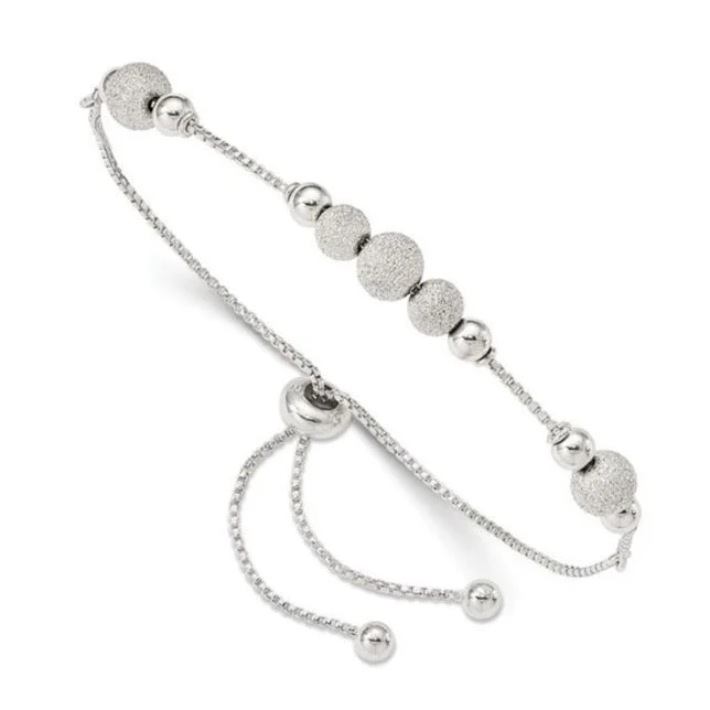 Ladies beast flair bracelets -Sterling Silver Stardust Bead Adjustable Bolo Bracelet