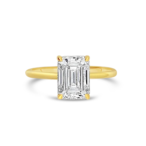 ladies rose gold rings links -Emerald cut Diamond Engagement Ring