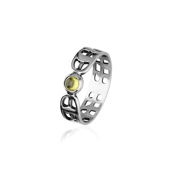 ladies gold rings wave patterns -Solstice Silver Ring SR175