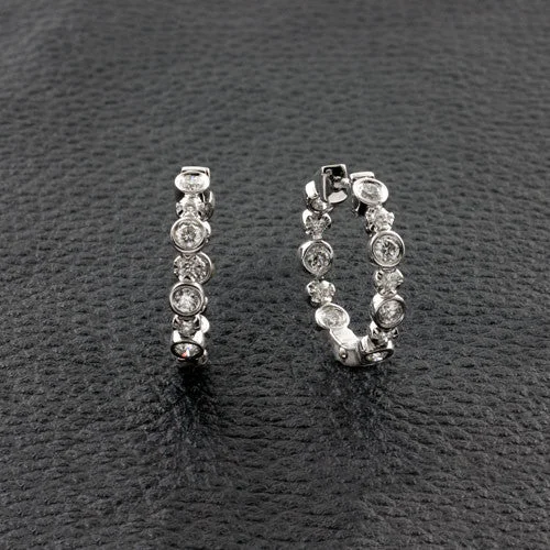 woven pattern earrings for women -Diamond Hoop Earrings