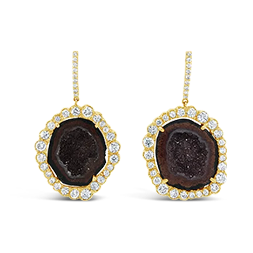 ladies chunky earrings statement style -Geode & Diamond Earrings