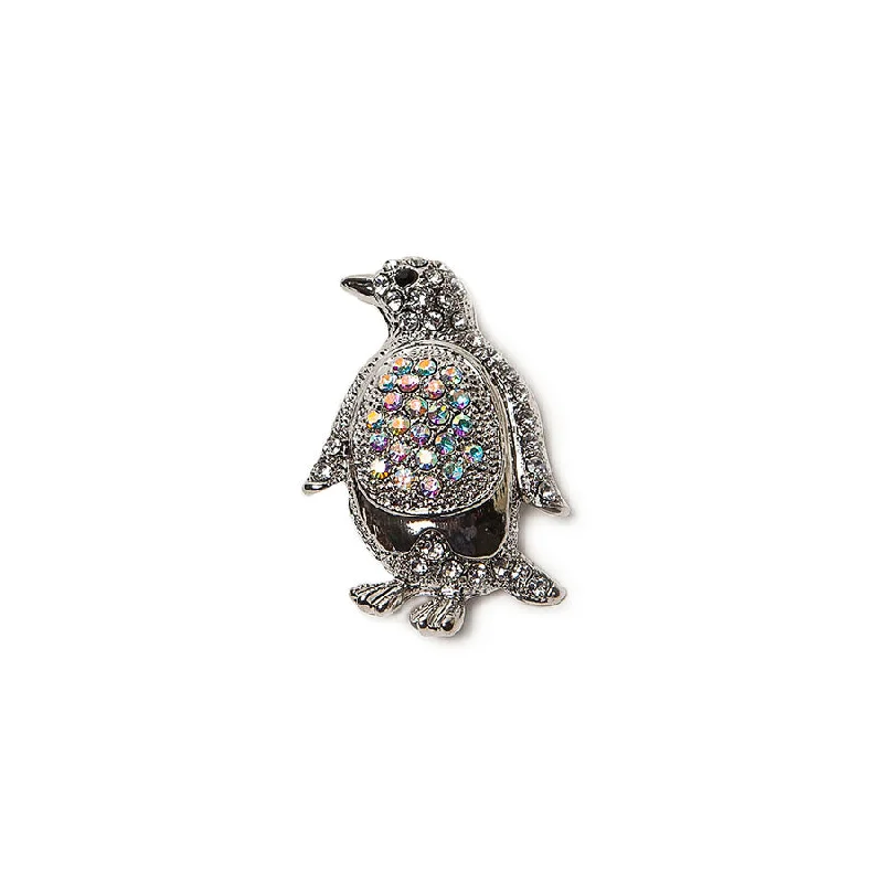 cross design brooch for women -Sparkly Penguin Diamante Brooch