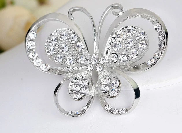 ladies gem brooch animal designs -Brooch Rhinestone Crystal Butterfly BR-06