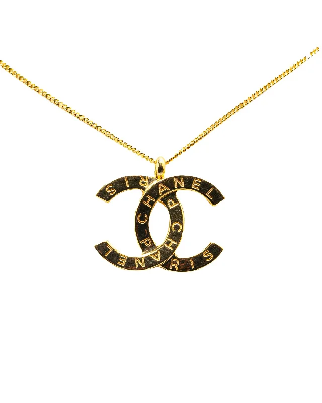 Ladies eco nature necklaces -Gold Plated Logo Pendant Necklace with Lobster Clasp Closure