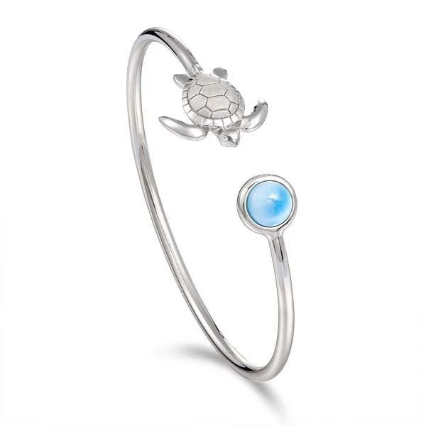 Ladies graceful bangle bracelets -Larimar Paia Honu Bangle Bracelet