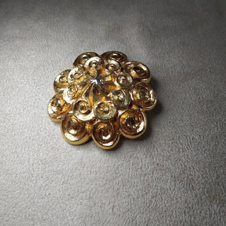 ladies brooch star accents -Vintage Lanvin Gold chunky Brooch  Statement Large Designer