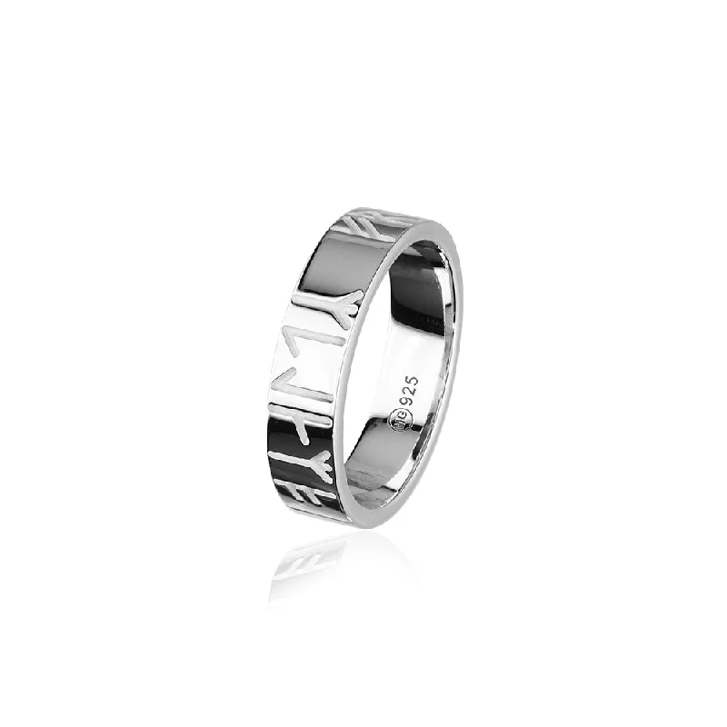 knot design rings for women -Runic Silver Ring R262