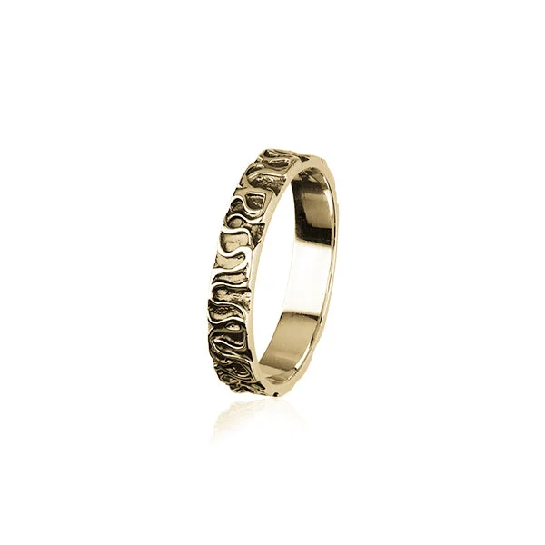 brushed silver rings for women -Gold Ring with Pattern GR2