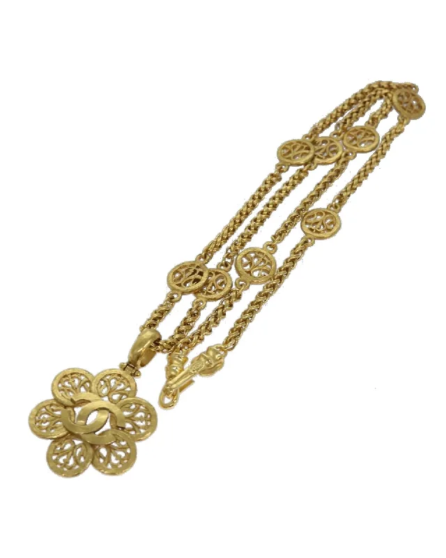 Ladies bargain glow necklaces -Coco Mark Necklace with Gold CC Detail