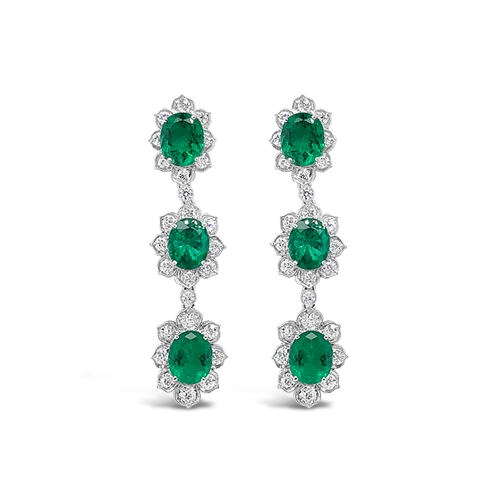 gold moon design earrings for women -Emerald & Diamond Dangle Earrings