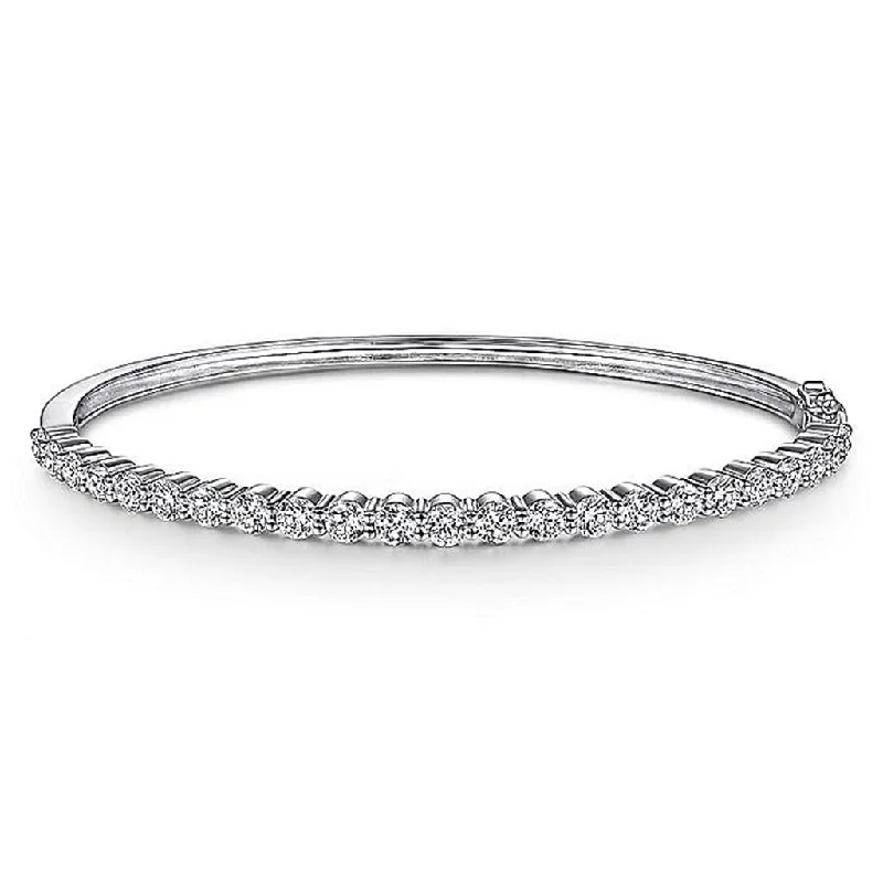 Ladies energy balance bracelets -Gabriel & Co. 14k White Gold Diamond Bangle Bracelet