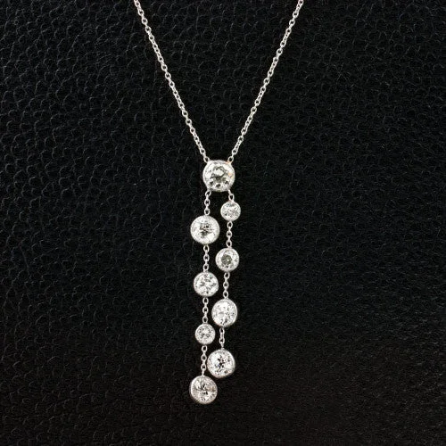 Ladies soft tone necklaces -Diamond "Bubbles" Estate Necklace