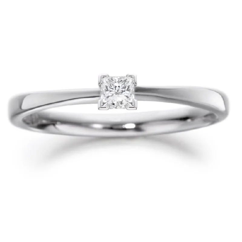 moon design rings for women -Palladium 0.15ct Princess cut solitaire diamond ring