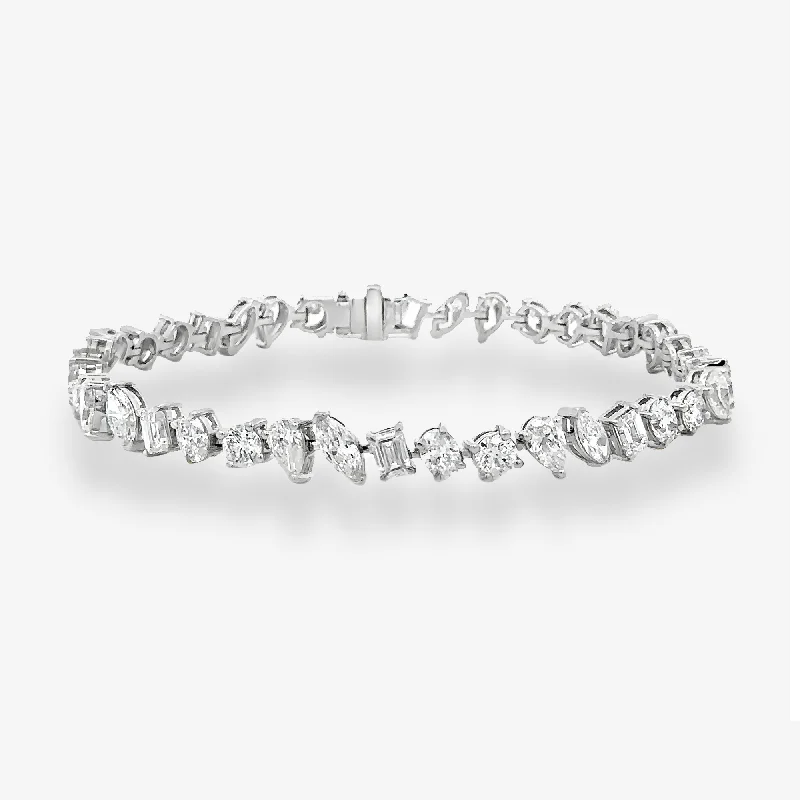 Ladies lustrous crystal bracelets -9.80CT Mixed Shape Diamond Tennis Bracelet