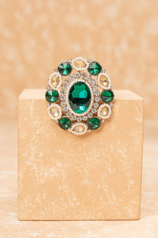 twisted design brooch for women -Emerald and Crystal Alternate Pattern Brooch