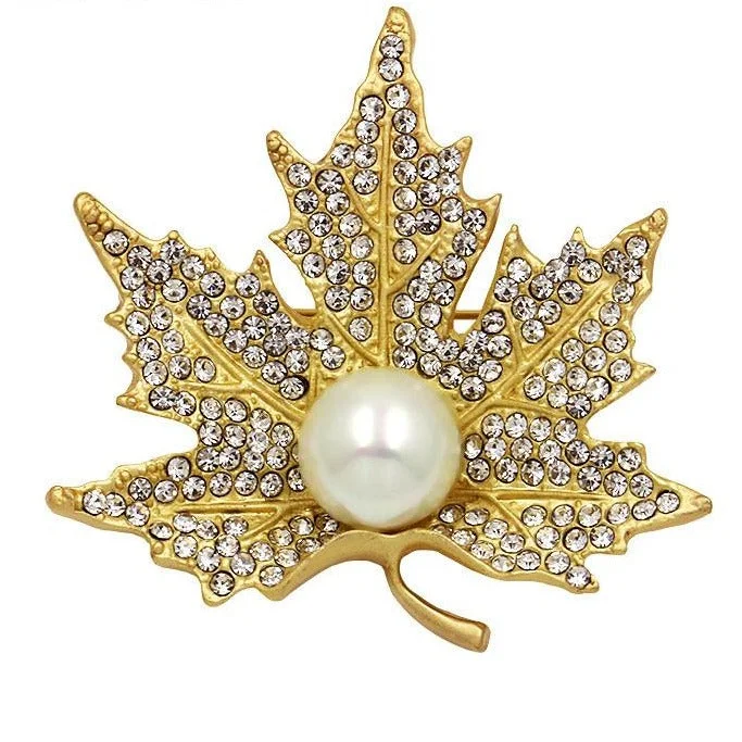 knot design brooch for women -Gold or Silver Leaf Rhinestone Brooch BR-605s