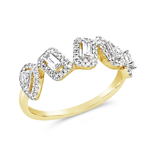 moon design rings for women -Baguette, Pear shape & Round Diamond Ring