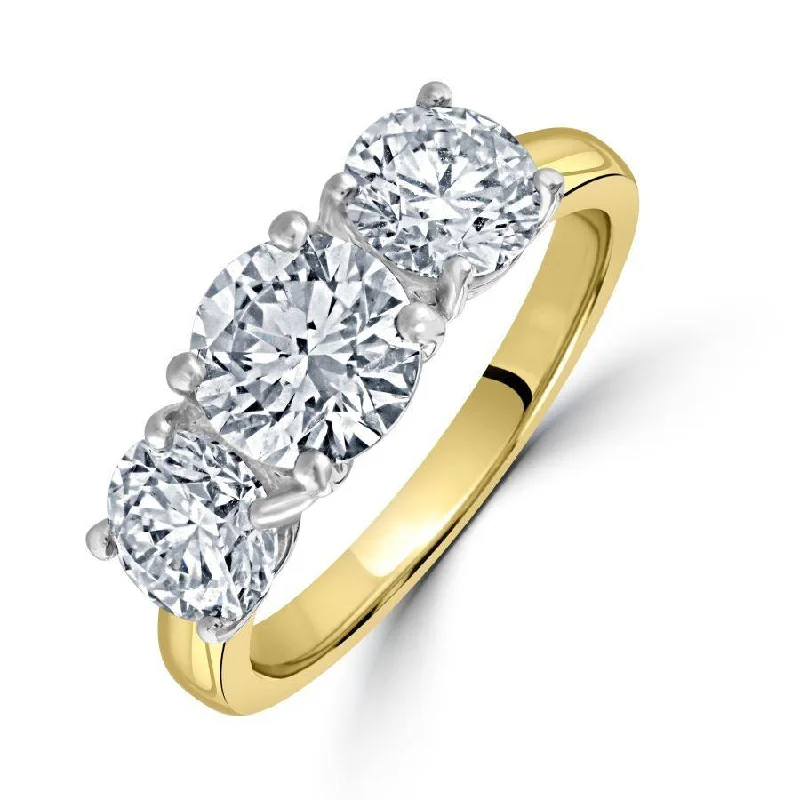 ladies rings star designs -18ct Yellow Gold Round Brilliant Cut Diamond Trilogy Ring