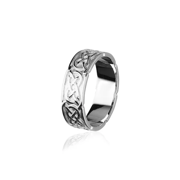 rose gold square rings for women -Celtic Silver Ring R126