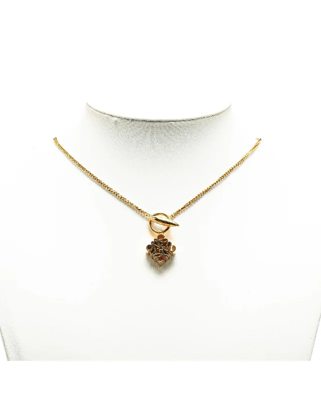 Ladies sunny charm necklaces -Gold Plated Anagram Pendant Necklace with Toggle Closure