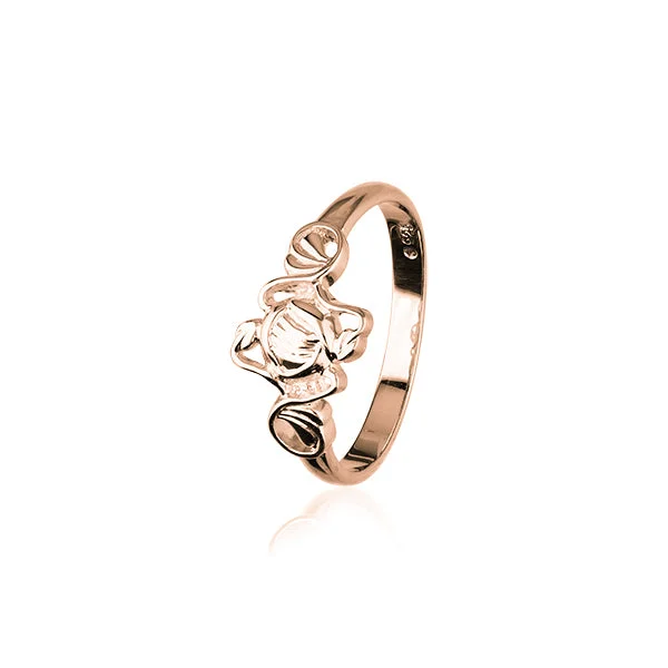 ladies gold rings lotus motifs -Celtic Rose Gold Ring RR165