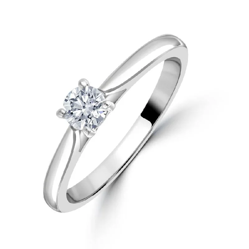 ladies gold rings feather motifs -0.30ct Round Brilliant Cut Diamond Solitaire Platinum Ring