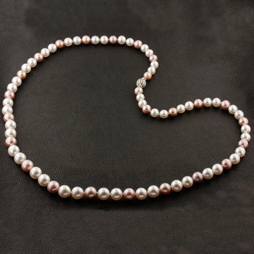 Ladies twilight radiance necklaces -White & Pink South Sea & Kasumiga Pearl Necklace