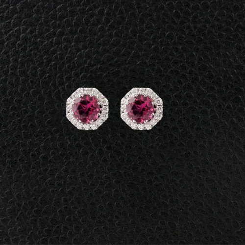 ladies earrings twisted edges -Pink Tourmaline & Diamond Earrings