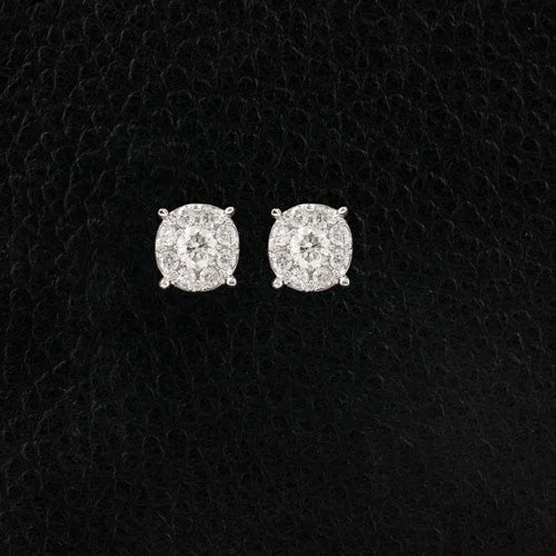 leaf design earrings for women -Diamond Cluster Earrings