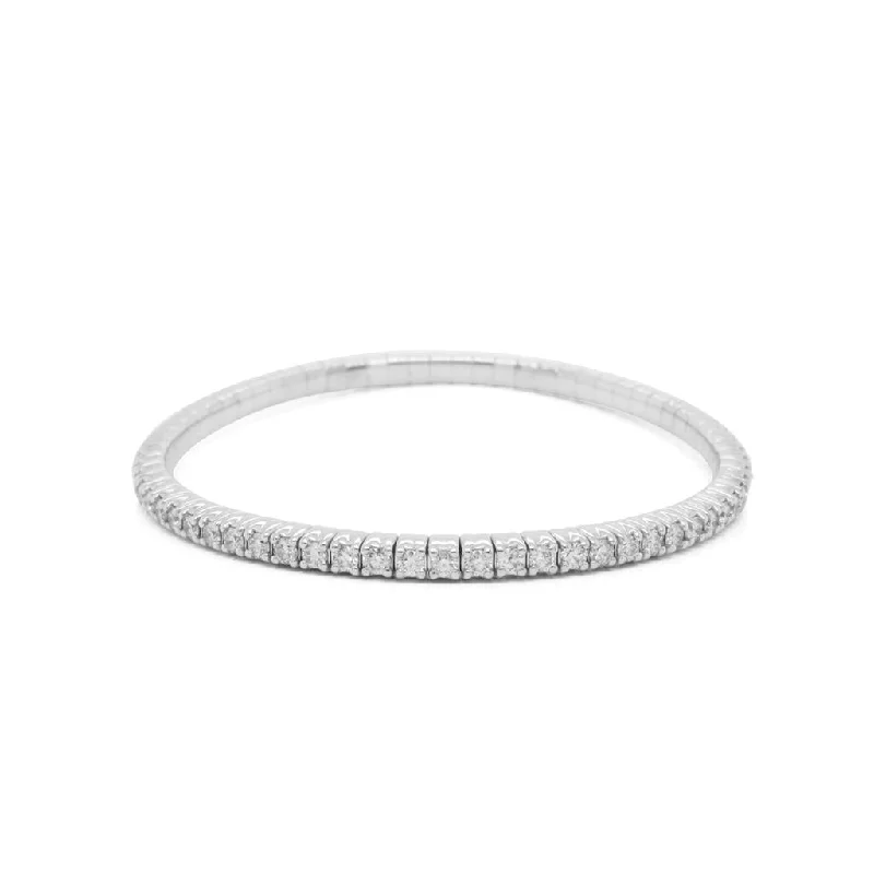 Ladies pine shine bracelets -18K White Gold Diamond Stretch Bracelet