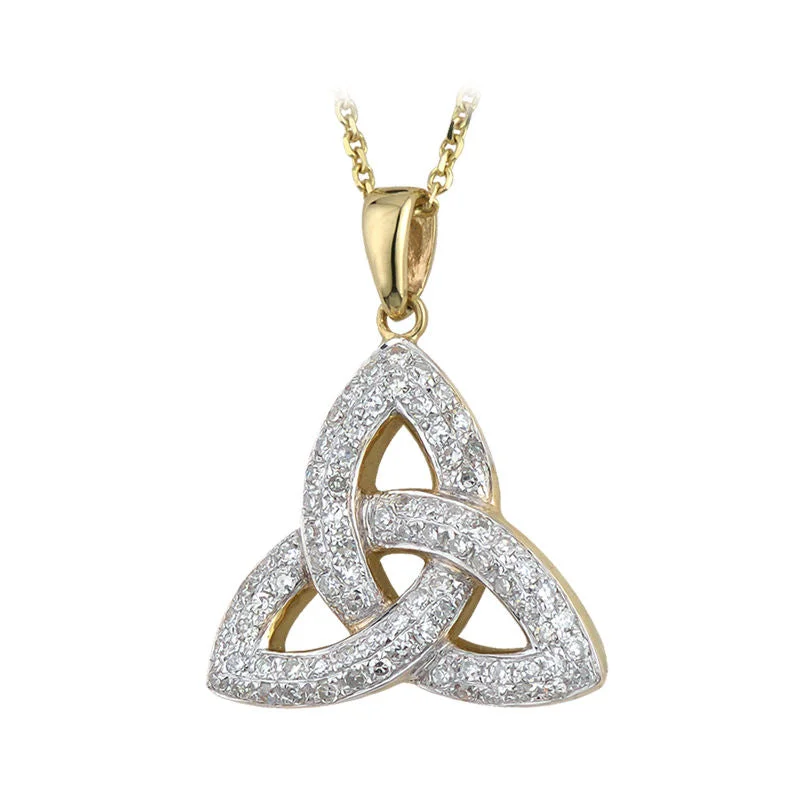 Ladies fitted collar necklaces -14k Gold Diamond Trinity Knot Pendant Necklace