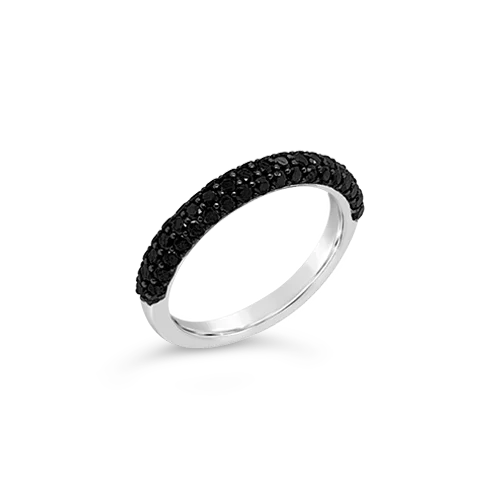 minimalist silver rings for women -Black Diamond Band Ring