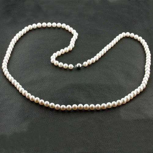 Ladies seafoam wave necklaces -Freshwater Pearl Necklace