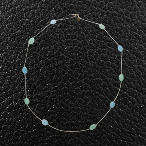 Ladies simple daily necklaces -Blue Topaz & Emerald Bead Necklace