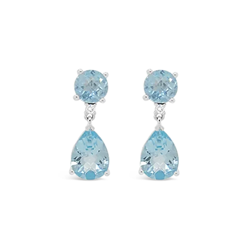 minimalist hoop earrings for women -Sky Blue Topaz & Diamond Dangle Earrings