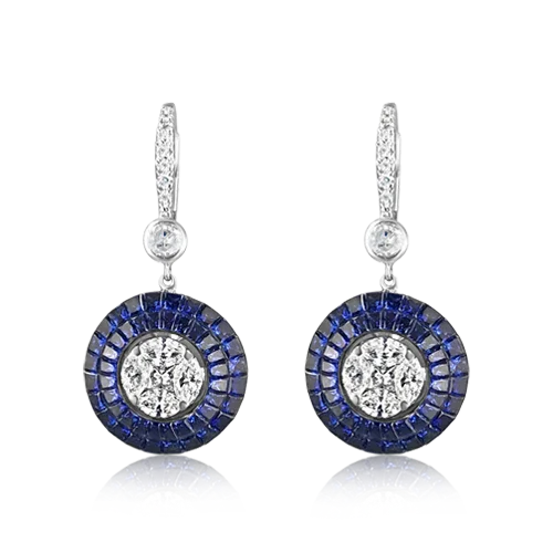 gold moon design earrings for women -Sapphire & Diamond Dangle Earrings