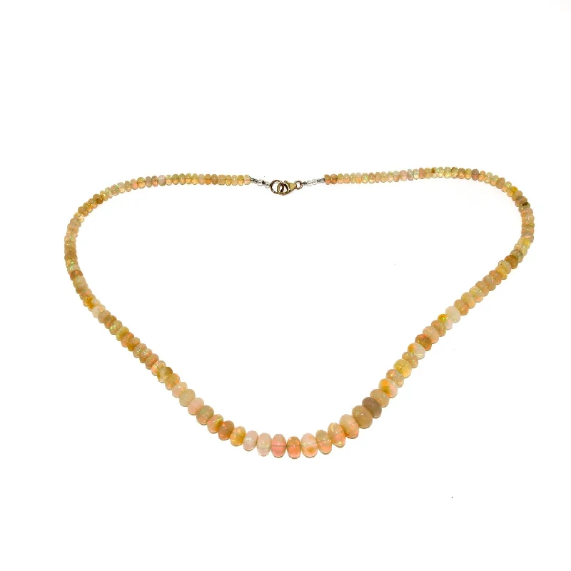 Ladies cultural charm necklaces -Welo Opal Beaded Necklace x 10k Gold Clasp by Kingdom