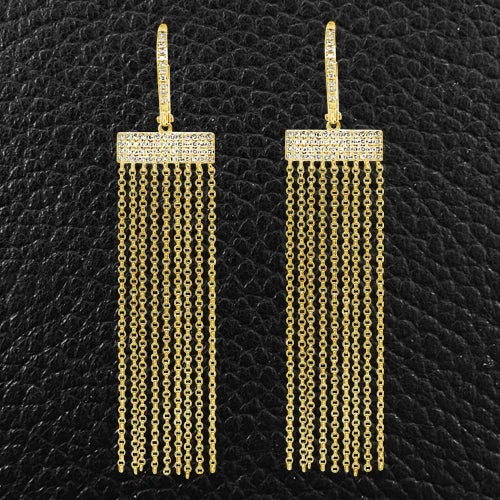 boho chic earrings for women -Gold & Diamond Fringe Earrings