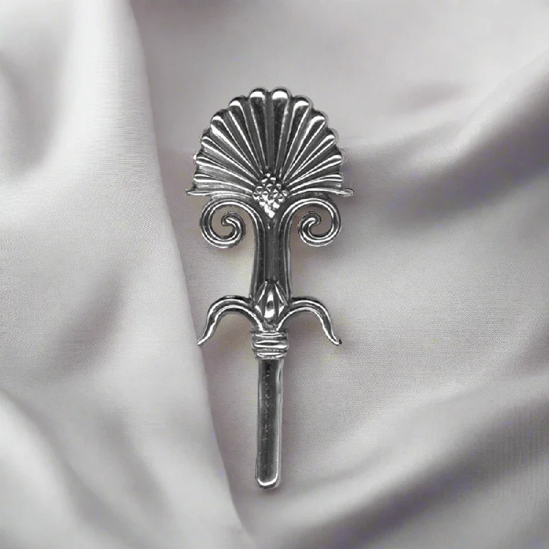 ribbon design brooch for women -Greek Akrokeramo Brooch in Sterling Silver (K-89)