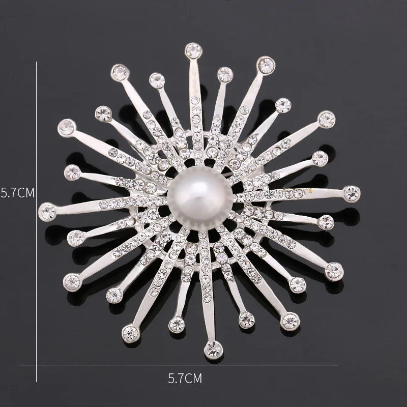 small gold brooch for women daily -Large Rhinestone Starburst Brooch BR-103