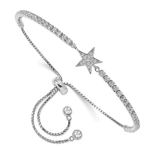 Ladies leafy charm bracelets -Sterling Silver CZ Star Adjustable Bracelet